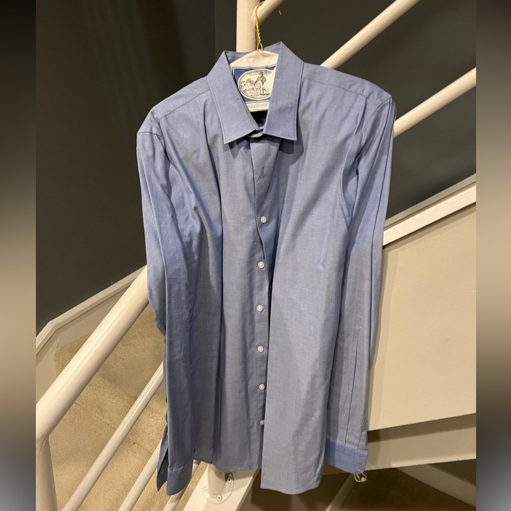 Express 1MX Extra Slim Fit Dress Shirt - Light Blue, XL (17-17.5)